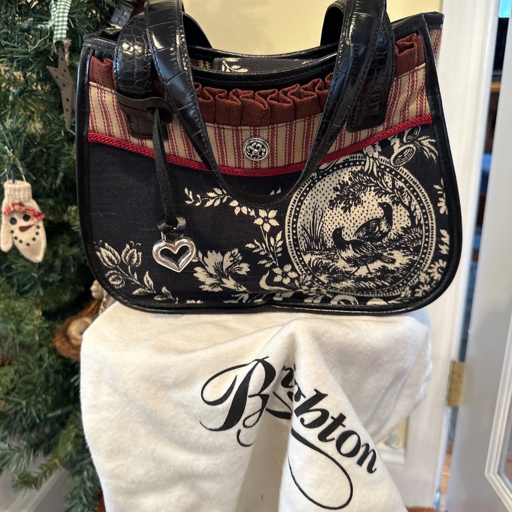 Brighton Striped Floral English Countryside Fabric Shoulder Bag EUC
